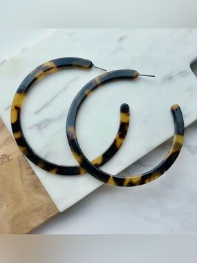 Acrylic Tortoiseshell Hoop Earrings